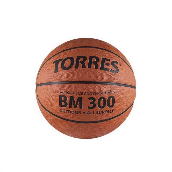 Мяч б/б TORRES BM300, р5, резина, нейлон, корд (бут.камера, темнооранж-черн)
