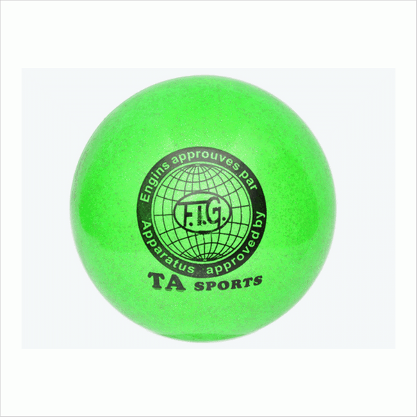 Мяч для художественной гимнастики. Диаметр 15 см (детский) Цвет зелёный с блестками.
