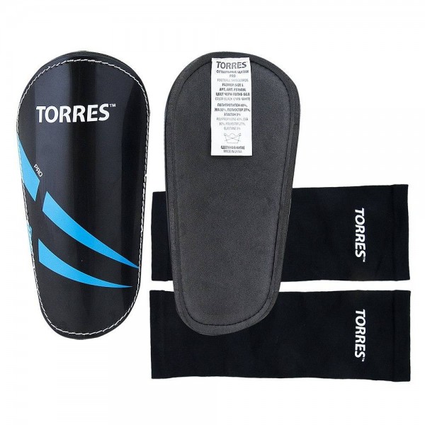 Щитки футбольные Torres Pro, FS1608, черный цвет, L размер