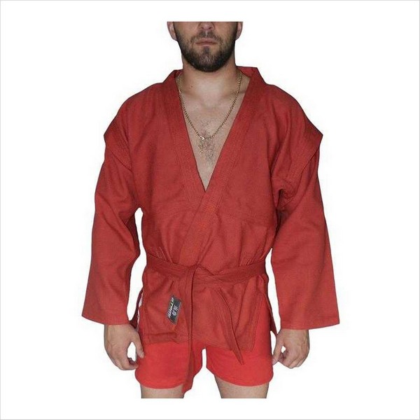 Куртка для самбо ёлочка без подкладки, красное, плотность 500 гр/м2,